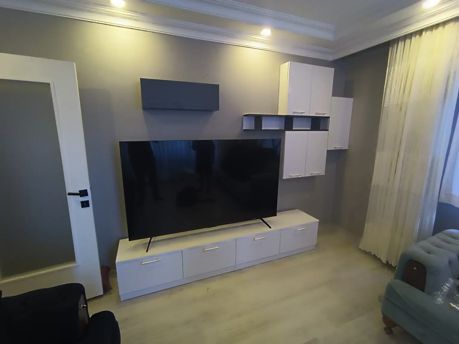 Edirne MDF TV ünitesi tamamlanmış gerçek müşteri teslimatı