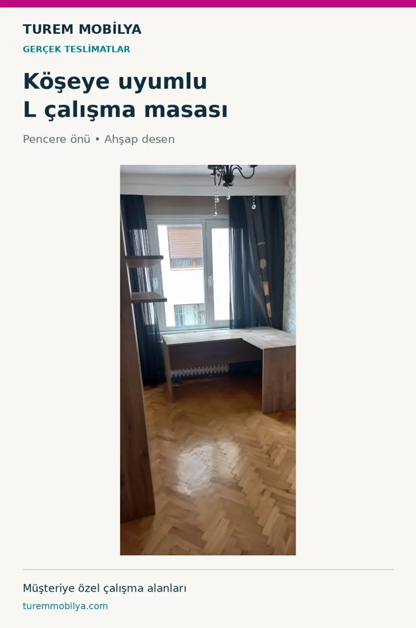 Pencere Önü L Köşe Çalışma Masası | Gerçek Teslimat