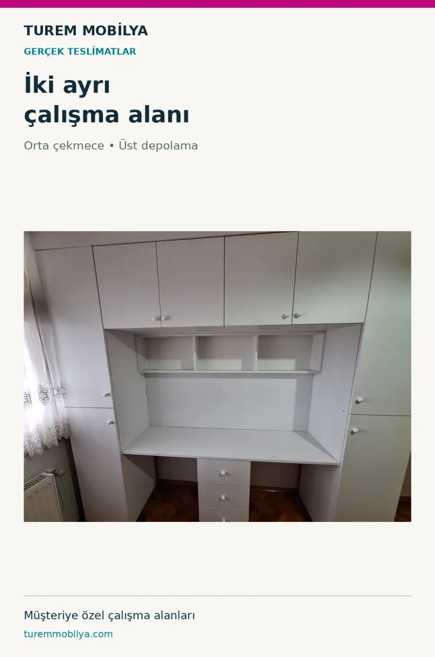 İki Kişilik Üst Dolaplı Çalışma Alanı | Gerçek Teslimat