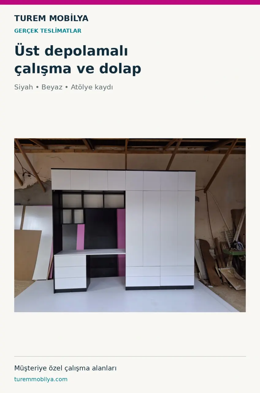 Siyah Beyaz Üst Depolamalı Masa | Teslimat Projesi