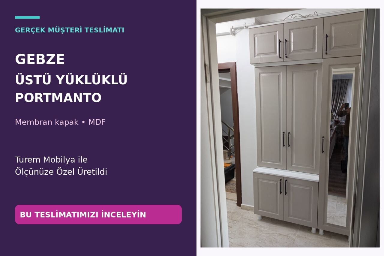 Gebze Membran Kapaklı MDF Üstü Yüklüklü Portmanto Teslimatı