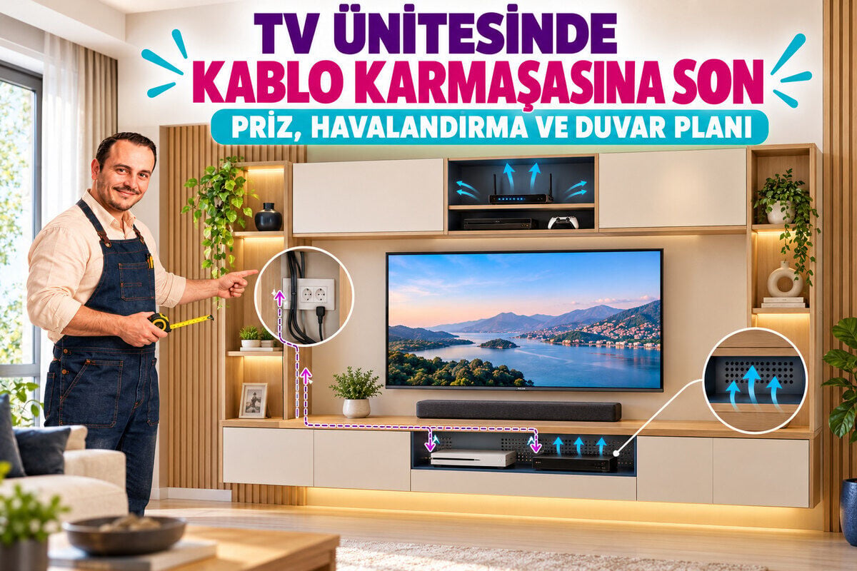 TV Ünitesi Planlanırken Priz ve Kablo Geçişi Nerede Olmalı? Havalandırma, Güvenlik ve Duvar Rehberi