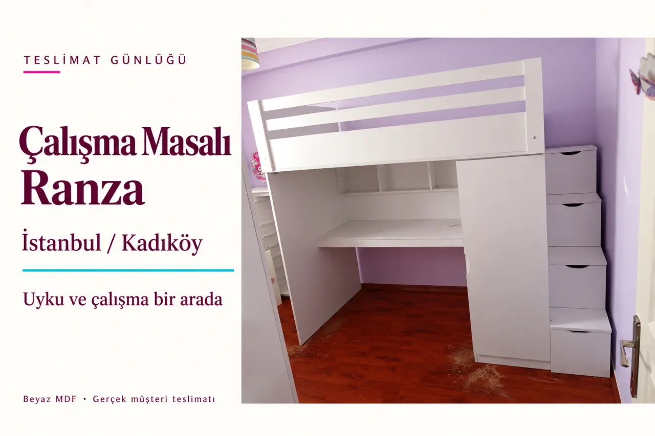 Kadıköy’de Beyaz MDF Çalışma Masalı Ranza Teslimatı