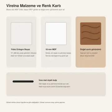 Virelna Düz MDF Sağ Havlu Raflı Üç Çekmeceli Banyo Dolabı 160 cm