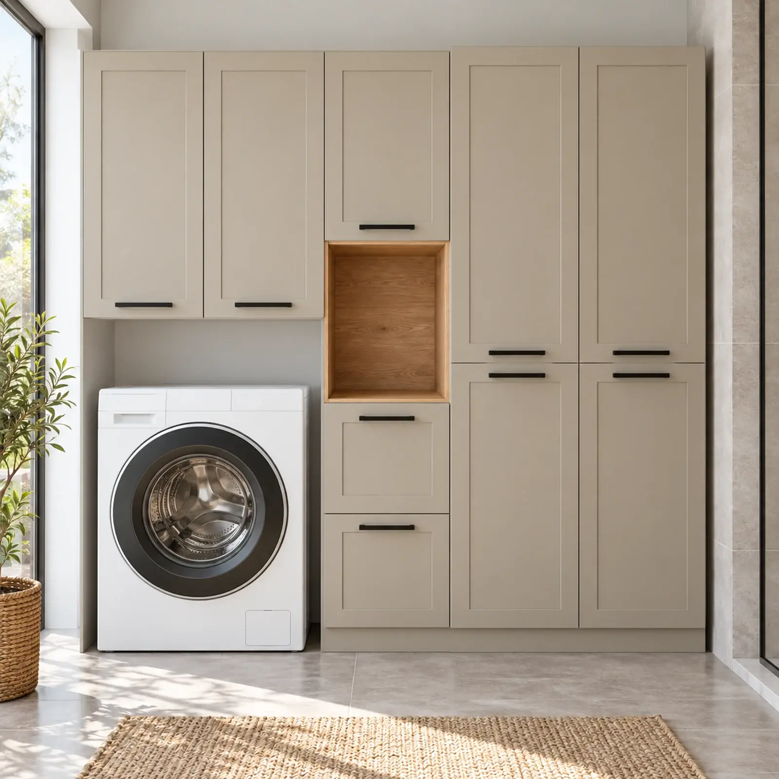 Nervalya Membran Tek Makine, Katlama Nişli ve Çift Sepetli Dolap 180 cm
