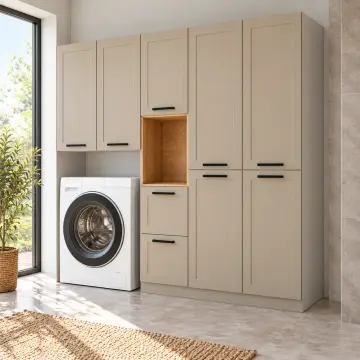Nervalya Membran Tek Makine, Katlama Nişli ve Çift Sepetli Dolap 180 cm