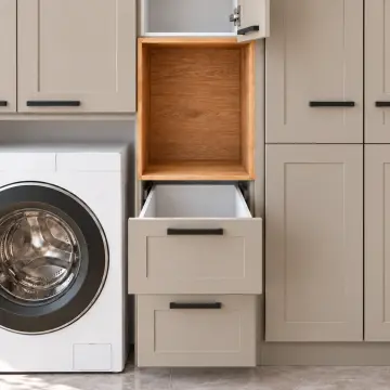 Nervalya Membran Tek Makine, Katlama Nişli ve Çift Sepetli Dolap 180 cm