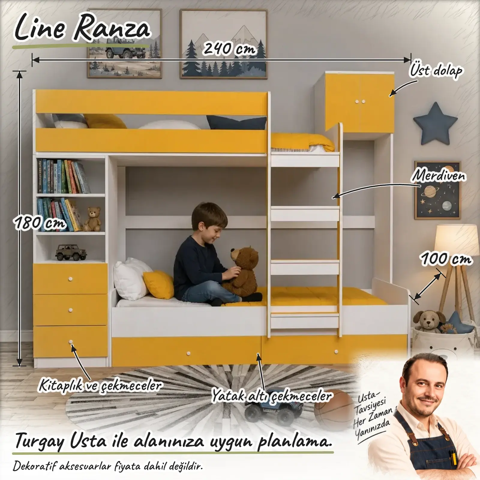 Line Ranza Turgay Usta ölçülü eskiz 240x100x180 cm