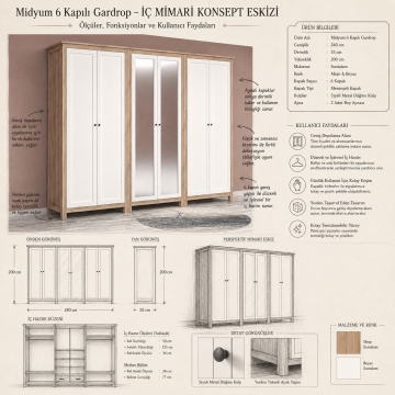 Midyum 6 Kapılı Gardrop