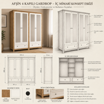 Afşin 4 Kapılı Gardrop
