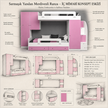 Sarmaşık Yandan Merdivenli Ranza