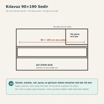 Kılavuz 90x190 Sedir