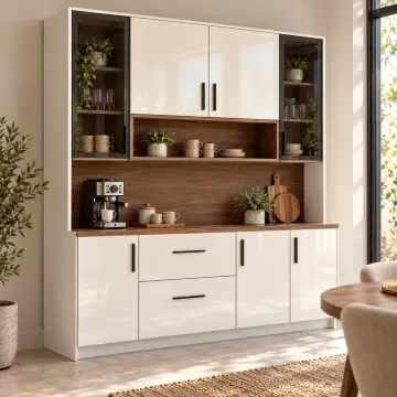 Vervelora 180 cm Yatay Köprü Nişli Çift Reflekte Camlı High Gloss Kahve Köşesi