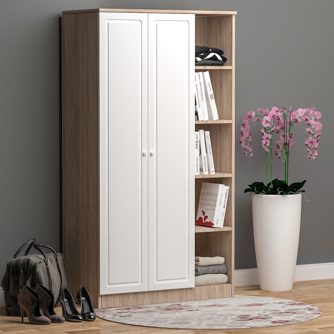 Nida 2 Kapılı 1 Raflı Gardırop Membran Kapak