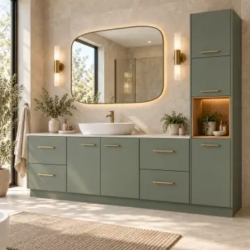 Cervalya Lake Sağ Boy Dolaplı Dört Çekmeceli Banyo Dolabı 200 cm
