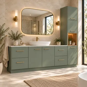 Cervalya Lake Sağ Boy Dolaplı Dört Çekmeceli Banyo Dolabı 200 cm