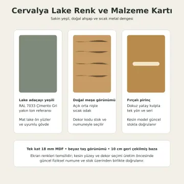 Cervalya Lake Sağ Boy Dolaplı Dört Çekmeceli Banyo Dolabı 200 cm