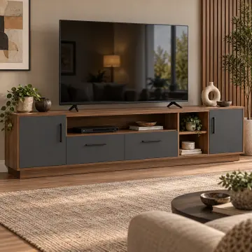 Arya 220 Hareli Ceviz Antrasit TV Ünitesi