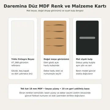 Daremina Düz MDF Sol Boy Dolaplı Sağ Açık Havlu Kuleli Dört Çekmeceli Banyo Dolabı 200 cm
