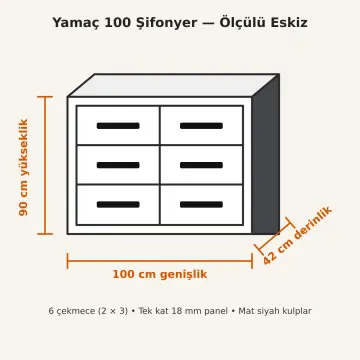 Yamaç 100 Altı Çekmeceli Geniş Şifonyer