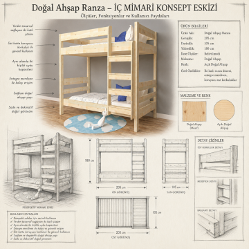 Doğal Ahşap Ranza