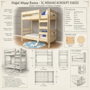 Doğal Ahşap Ranza