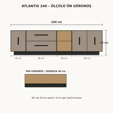 Atlantis 240 Atlantik Çam Vizon TV Ünitesi