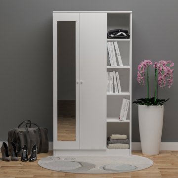 Nida 2 Kapılı 1 Raflı Aynalı Gardırop Membran Kapak