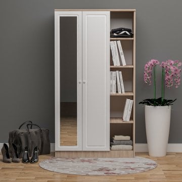 Nida 2 Kapılı 1 Raflı Aynalı Gardırop Membran Kapak