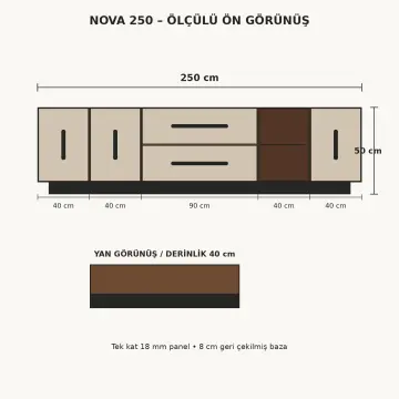 Nova 250 Hareli Ceviz Bej TV Ünitesi
