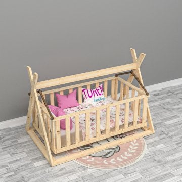 Organik Baby Doğal Ahşap Beşik Montessori