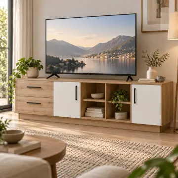 Vela 190 Atlantik Çam Beyaz TV Ünitesi
