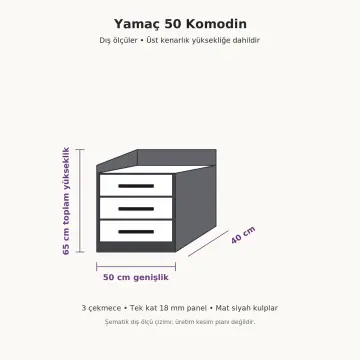 Yamaç 50 Üç Çekmeceli Komodin