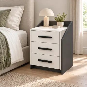Yamaç 50 Üç Çekmeceli Komodin Mdf - Antrasit Beyaz