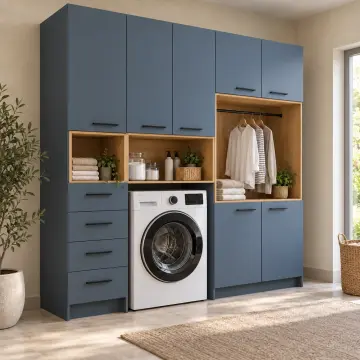 Gorelina Lake Tek Makine, Sol Çekmeceli ve Sağ Askı Nişli Dolap 190 cm