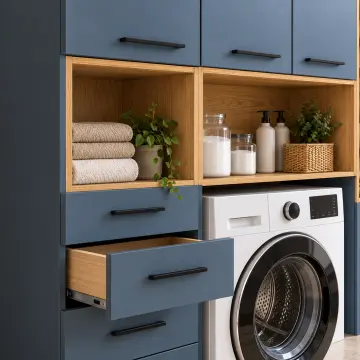 Gorelina Lake Tek Makine, Sol Çekmeceli ve Sağ Askı Nişli Dolap 190 cm