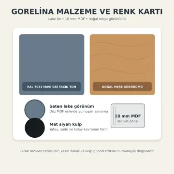 Gorelina Lake Tek Makine, Sol Çekmeceli ve Sağ Askı Nişli Dolap 190 cm