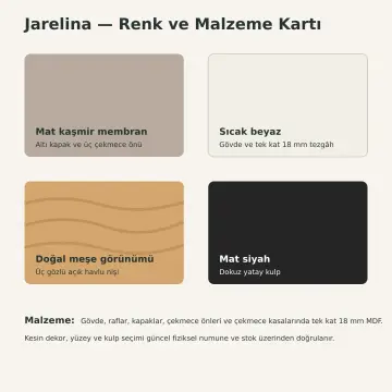 Jarelina Membran Asimetrik Üst Dolaplı Altı Kapaklı Üç Çekmeceli Banyo Dolabı 200 cm