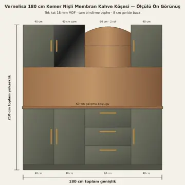 Vernelisa 180 cm Kemer Nişli Tek Reflekte Camlı Membran Kahve Köşesi