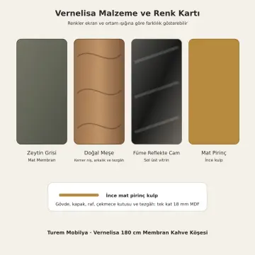Vernelisa 180 cm Kemer Nişli Tek Reflekte Camlı Membran Kahve Köşesi