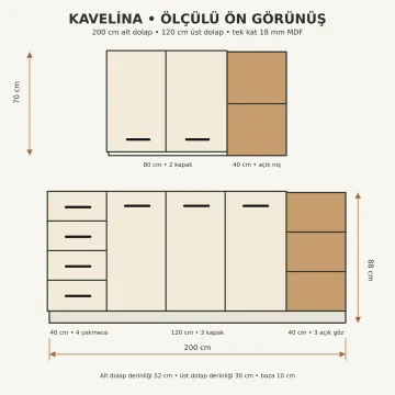 Kavelina High Gloss Sağ Açık Havlu Kuleli Beş Kapaklı Dört Çekmeceli Banyo Dolabı 200 cm
