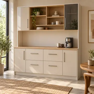 Kervelissa 170 cm Beş Gözlü Basamak Nişli Tek Reflekte Camlı High Gloss Kahve Köşesi