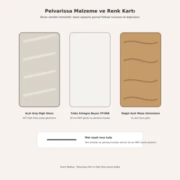 Pelvarissa High Gloss Tek Lavabolu, İki Çekmeceli ve Üç Açık Gözlü Banyo Dolabı 240 cm