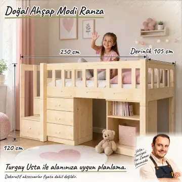 Doğal Ahşap Modi Ranza