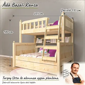 Doğal Ahşap Âdâ Bazalı Ranza