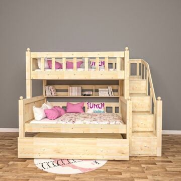 Doğal Ahşap Snopy Ranza