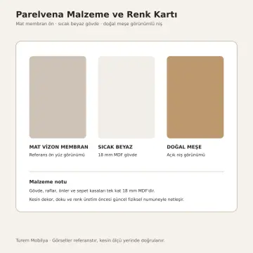 Parelvena Membran Üst Üste İki Makine, Sol Depolama Kuleli ve Çift Sepetli Dolap 200 cm