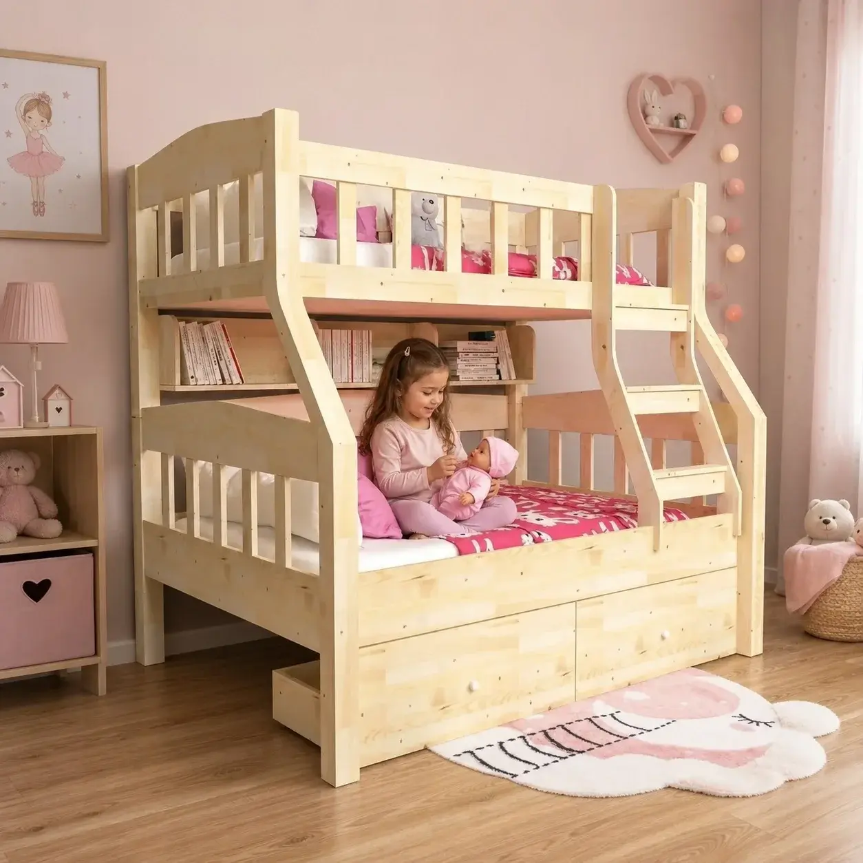 Doğal Ahşap Yıldız Ranza
