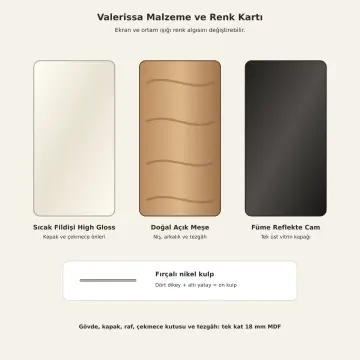 Valerissa 190 cm Altı Gözlü Asimetrik Köprü Nişli Tek Reflekte Camlı High Gloss Kahve Köşesi