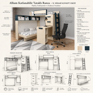 Allium Katlanabilir Yataklı Ranza